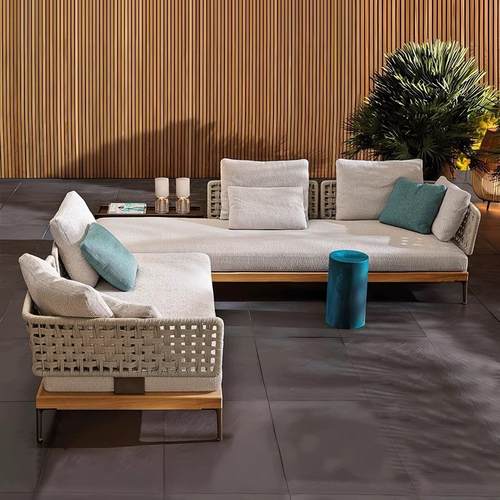 户外沙发庭院实木家具藤编椅花园休闲别墅酒店露天阳光房茶几组合