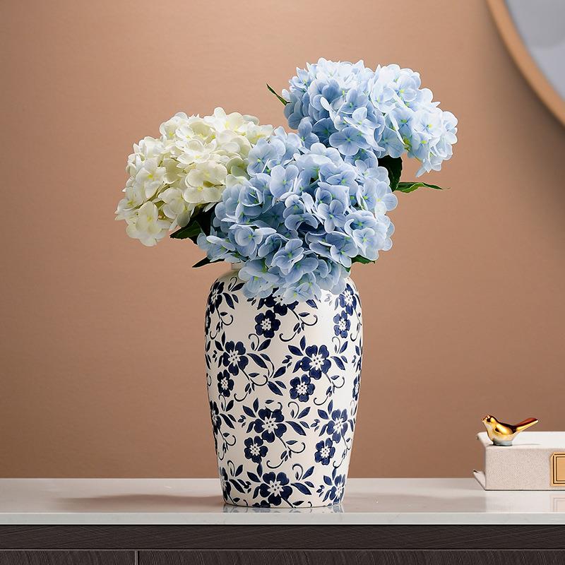 新中式复古青花瓷陶瓷花瓶水培插花花器客厅玄关高级感装饰品摆件