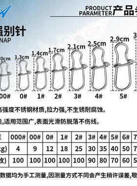 BEYA增强别针BFP-200强拉力防锈耐磨光滑不锈钢海钓小配件实惠装