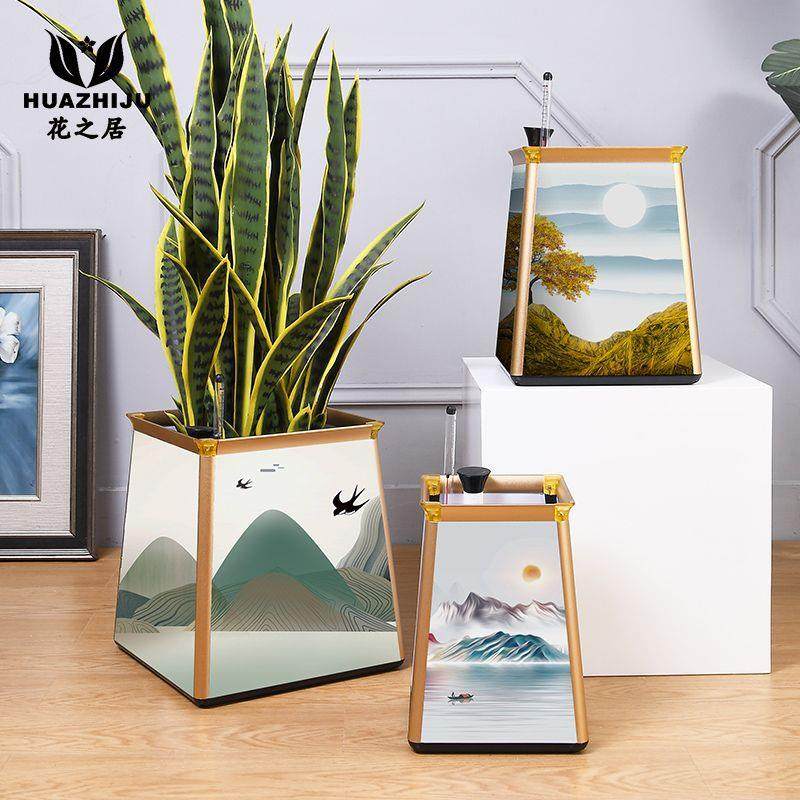 山水风景图案花盆上窄大号自动吸水蓄水花盆大号大尺寸可定制图案,家居饰品,花盆,淘宝优惠券,粉丝福利购,淘宝优惠卷