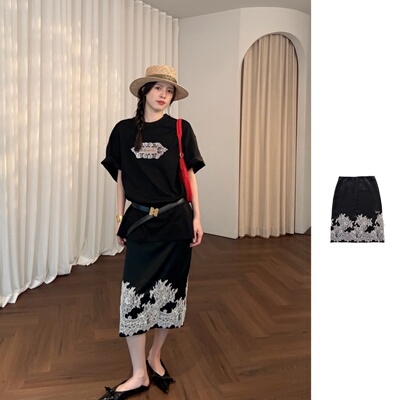 GRAMA GRASS 项小七 设计师品牌26早春新品休闲时尚百搭绣花半裙