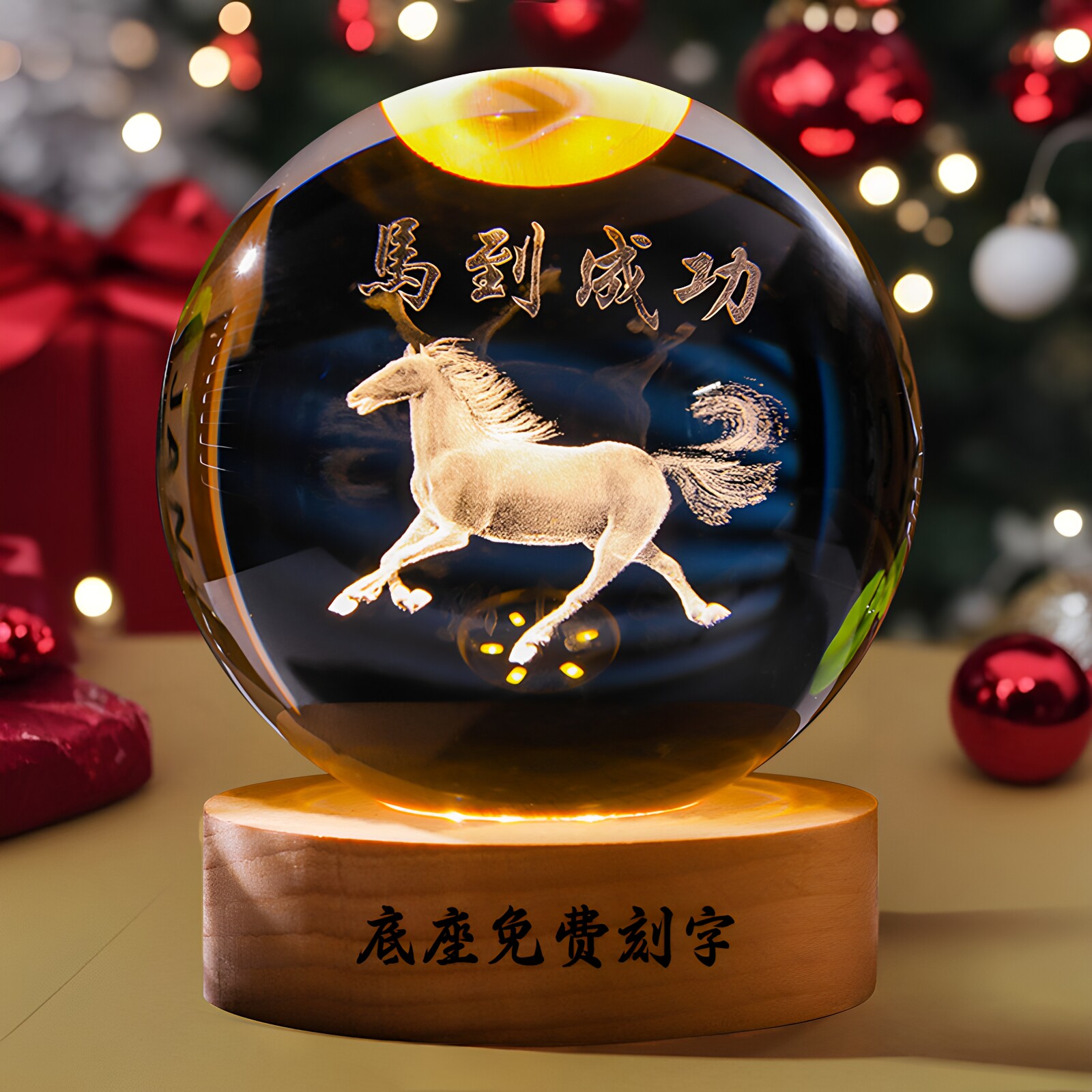 发光水晶球小夜灯摆件定制伴手礼图片