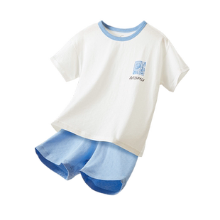 儿童睡衣套装纯棉薄款男童女童短袖短裤夏季宝宝中大童家居空调服