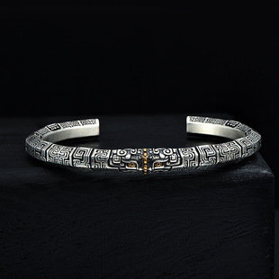 新款饕餮兽面纹手镯中国风国潮高级感送礼开口设计手饰