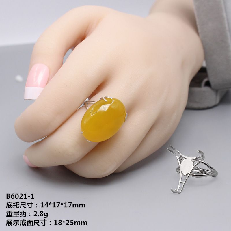 925镀银925银爪镶万能戒托diy通