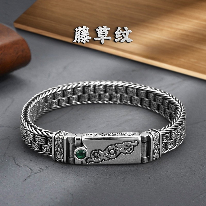 新款绿石藤草纹编织手链手工国潮