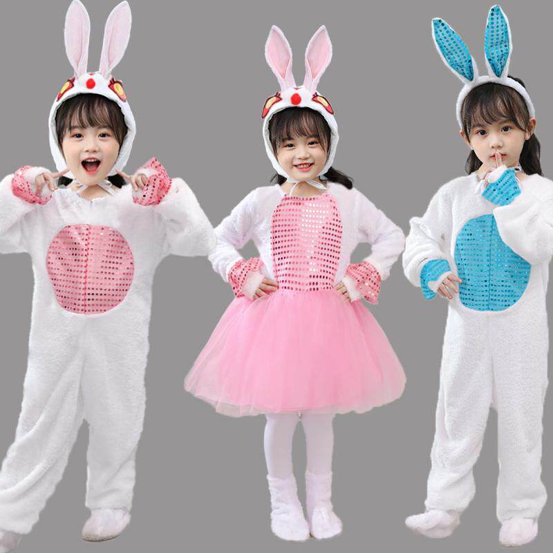 新款兔子演出服儿大童动物服幼儿园小白兔舞蹈服纱裙兔子表演服装