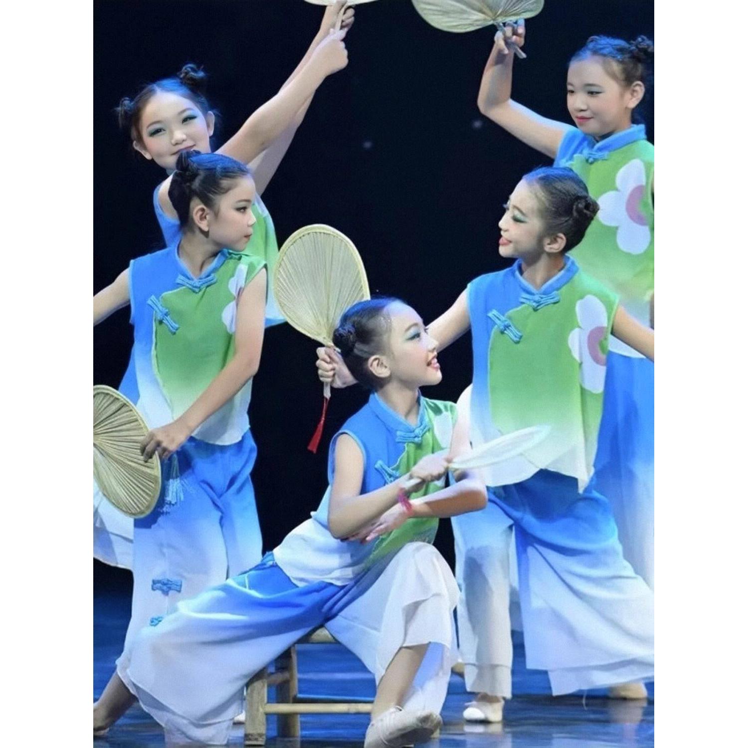 童年的夏夜演出服蒲扇摇过的夏天外婆桥儿童舞蹈服装月光光柚子灯