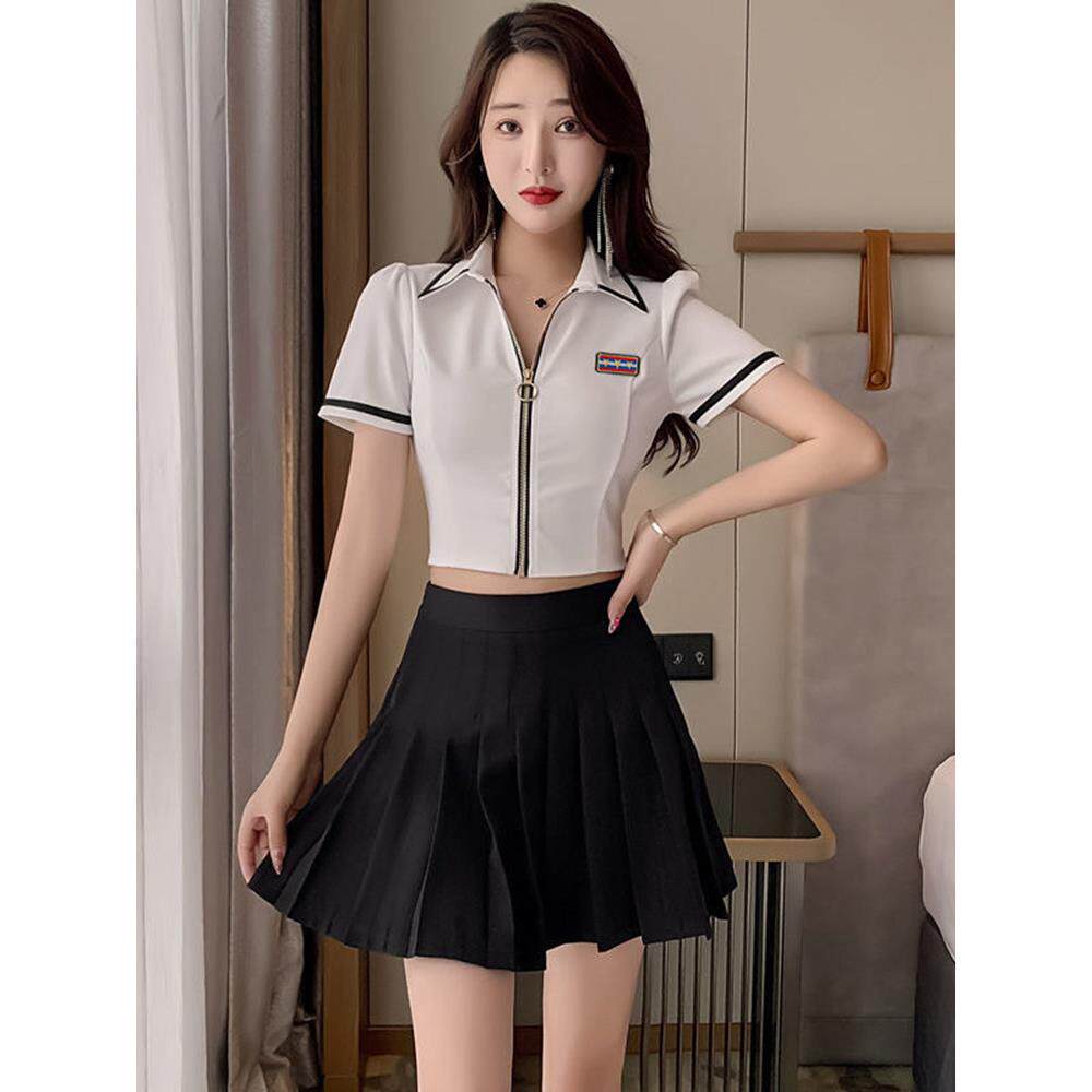 衬衫百褶裙工作服女式工作服足部按摩美容师健康中心技师服装技师