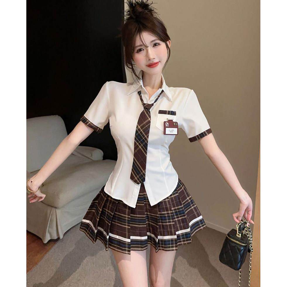制服纯欲风辣妹学院风百搭酒吧蹦迪衣服女性感套装夜场上班足疗