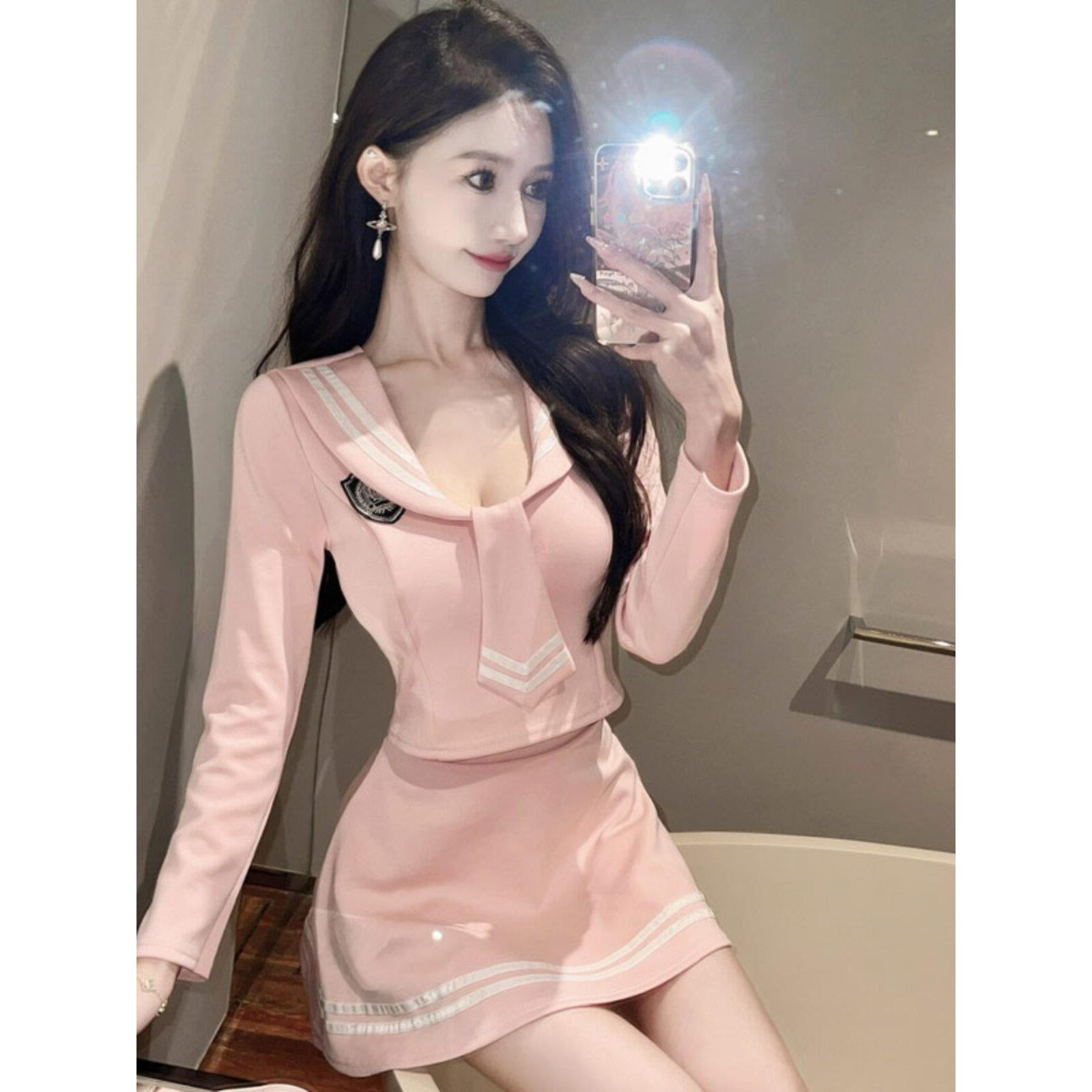 夜总会女式夜总会工作服工作服制服西装领带上衣+短裙两件套