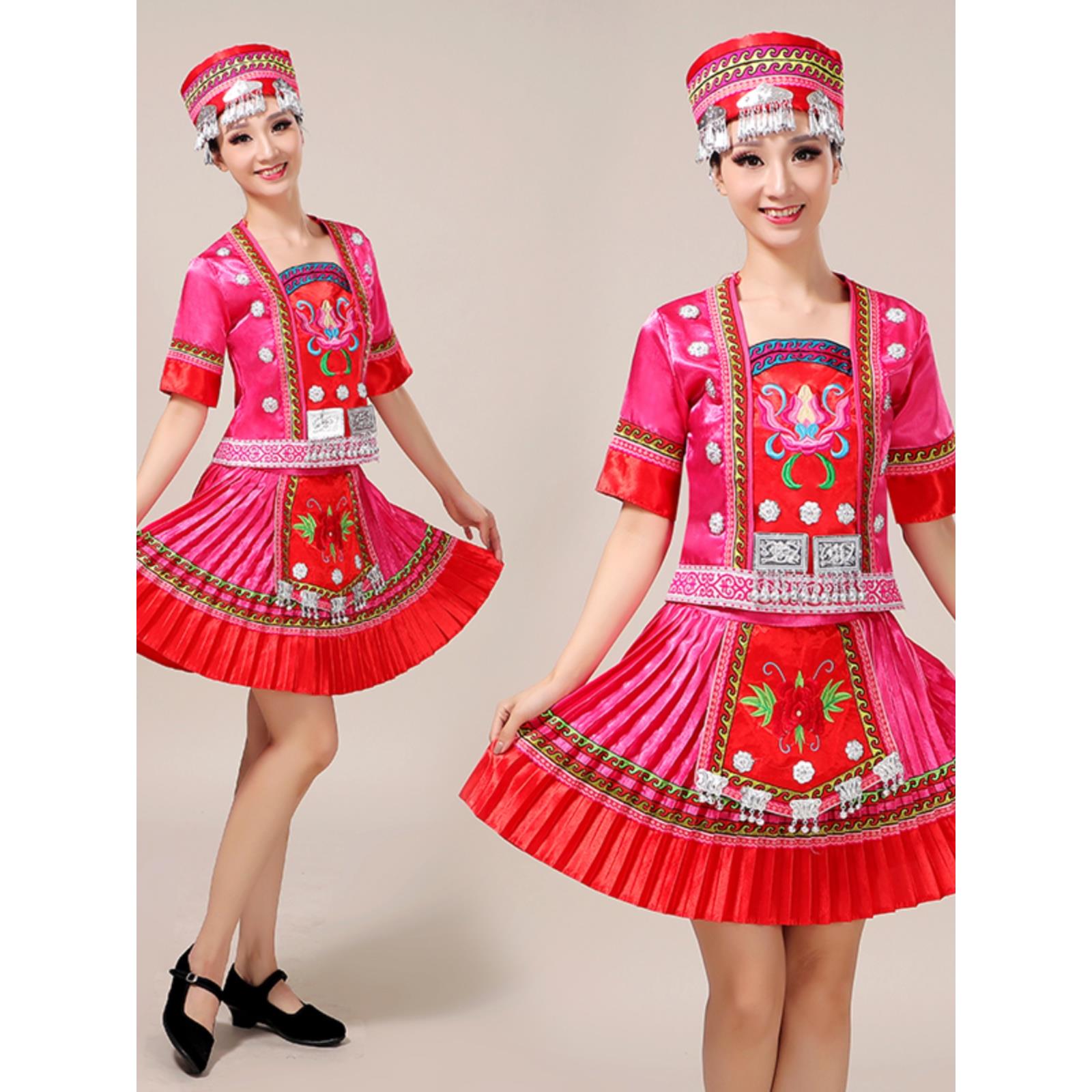 少数民族服装女成人土家族苗族演出服云南瑶族侗族壮族舞蹈表演服