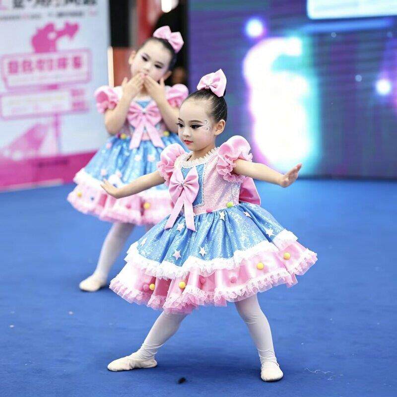 六一儿童演出服可爱公主裙蓬蓬纱裙舞蹈服装幼儿园女童亮片表演服