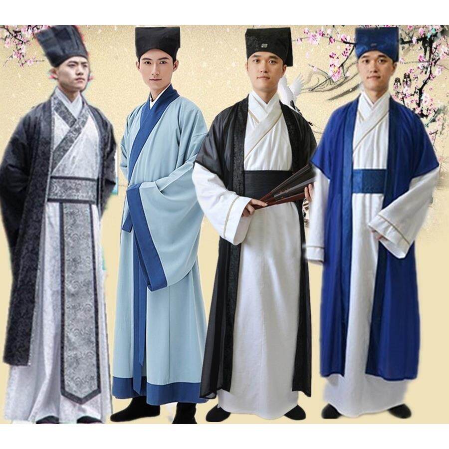 古装汉服男古代书生私塾先生员外舞台演出服孔子汉服国学毕业服装