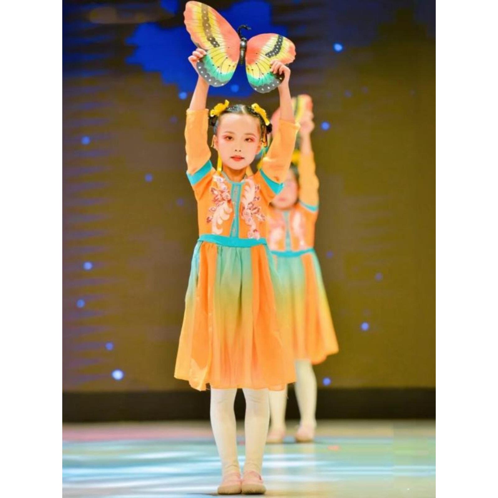 醉春风戏蝶儿童演出服道具蝴蝶古典舞蹈服中国风汉服唐装表演服饰