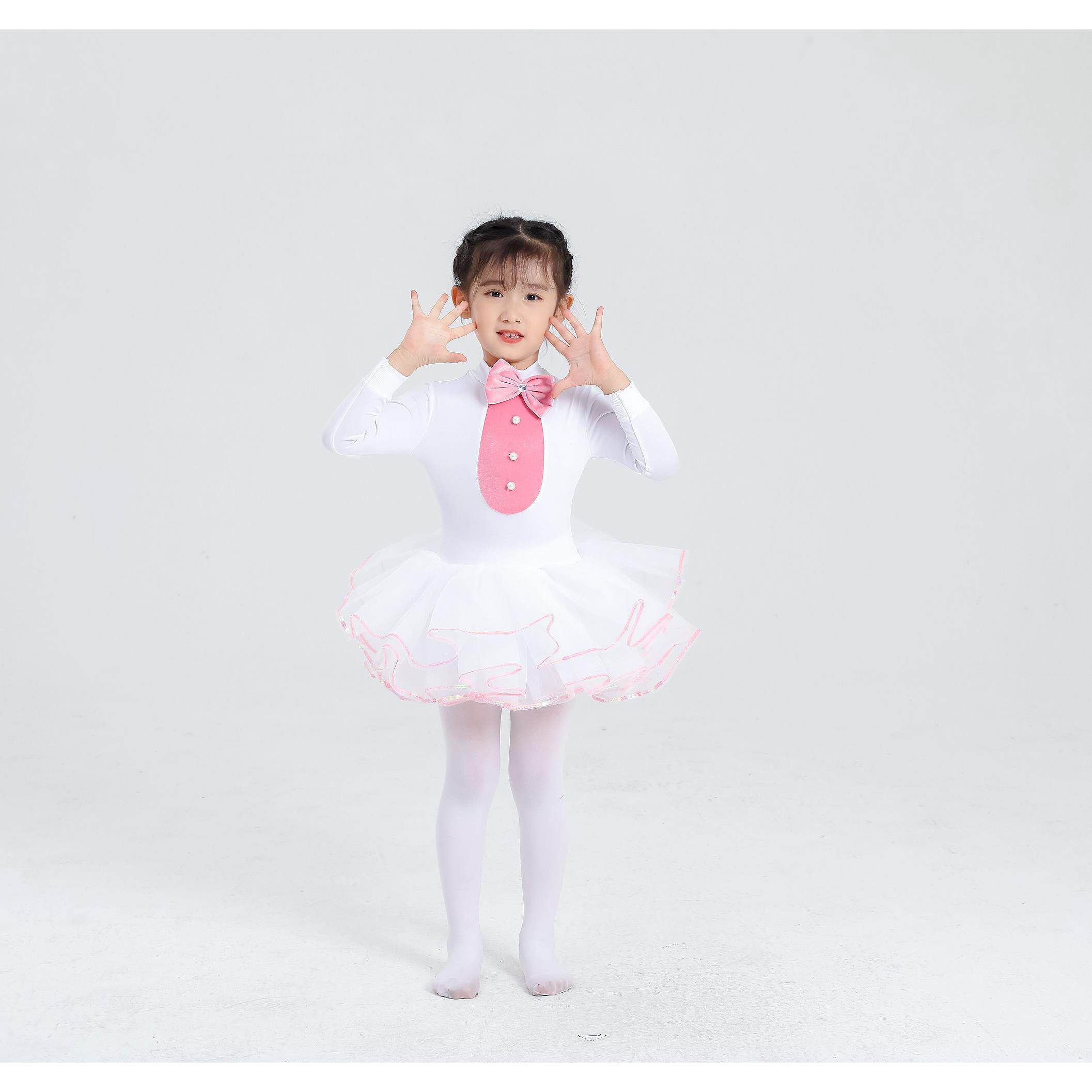儿童芭蕾演出服女童蓬蓬裙舞蹈服幼儿白色小天鹅表演服公主纱裙装