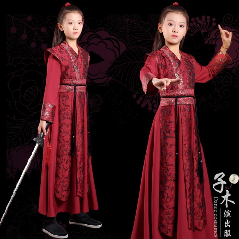 儿童汉服女童花木兰COS服装仙侠风女孩侠客剑客飞鱼服古装演出服