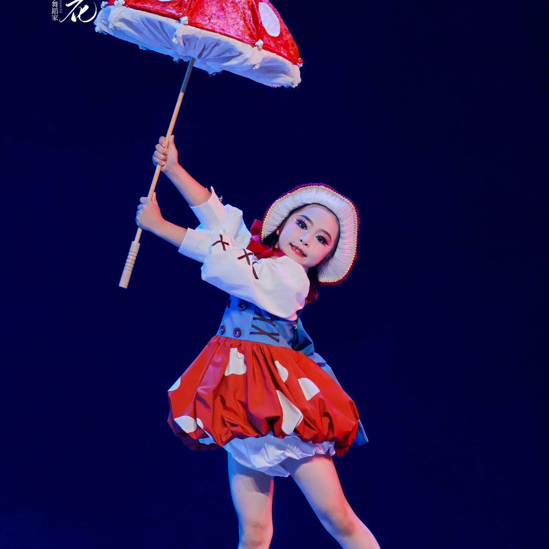蘑菇蘑菇演出服儿童可爱小小蘑菇舞蹈服幼儿绿野仙踪小红帽伞道具