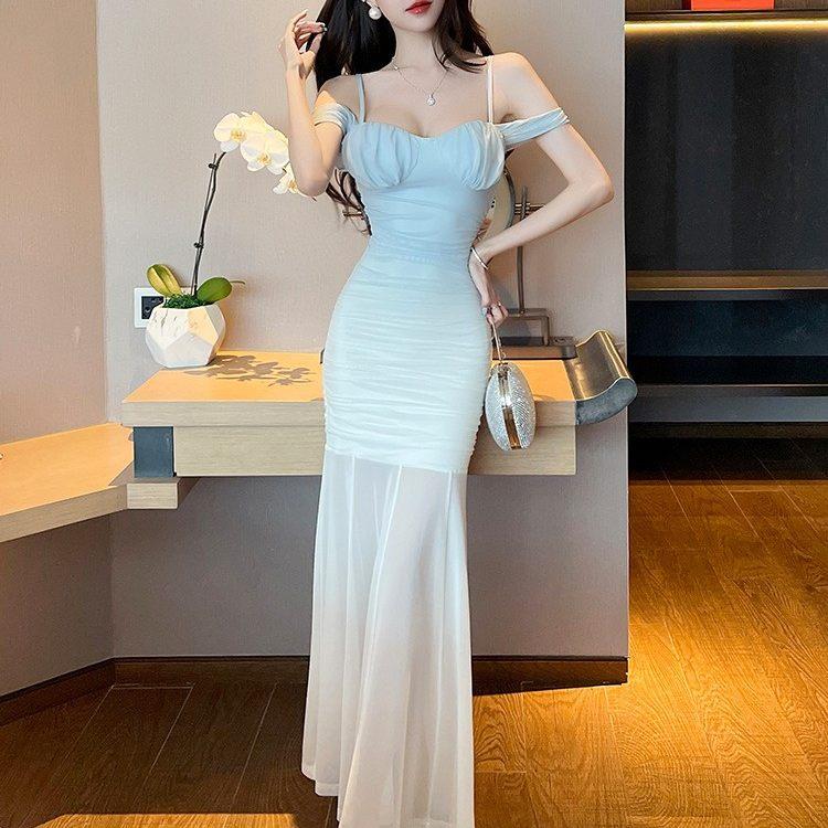 夜总店桑拿技师高级感夜场长裙女柔式连衣裙网纱性感晚礼服