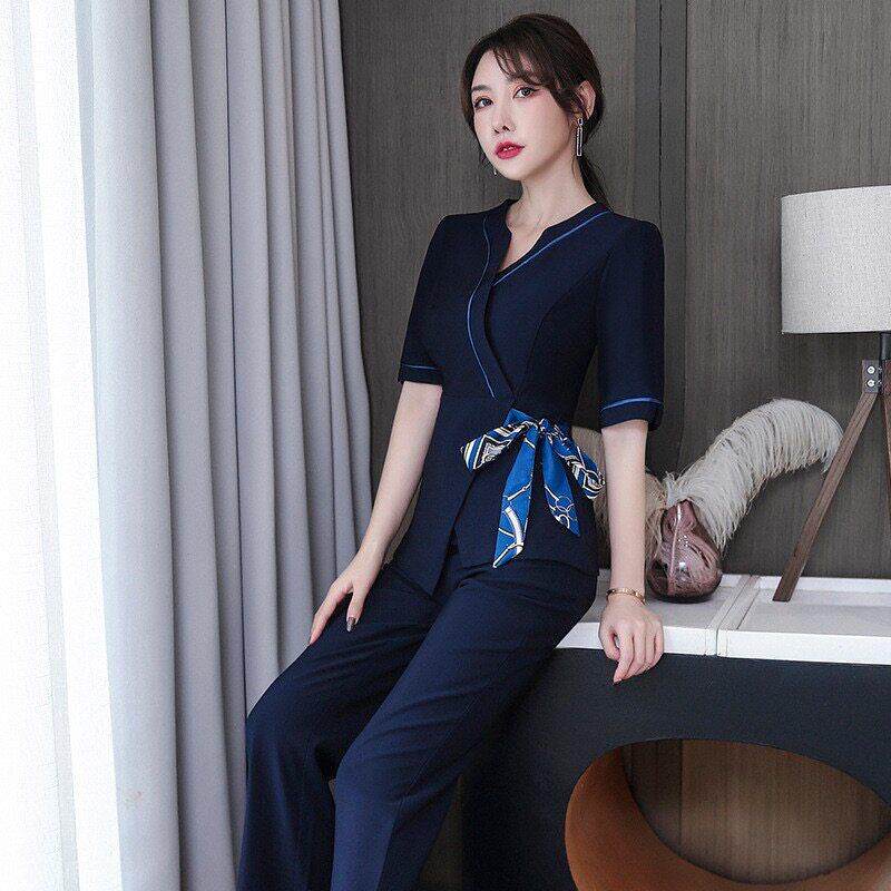 美容师工作服女高端美容院养生采耳足浴足疗技师工衣气质长裤套装