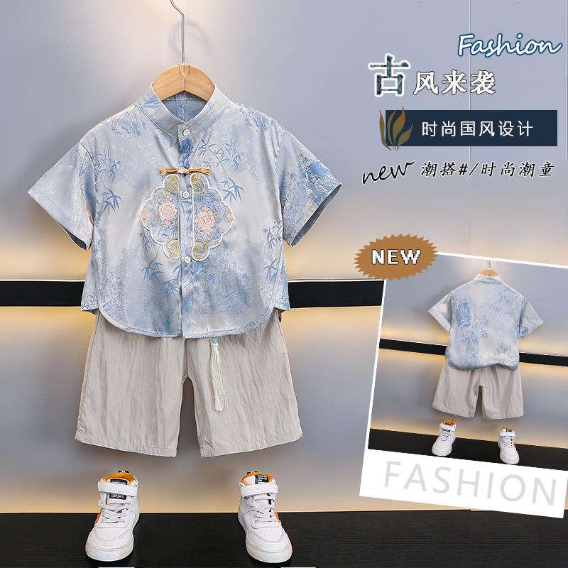 男童男汉服唐装夏季儿童新中式国风套装宝宝周岁礼服孩六一演出服