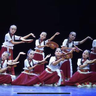 次仁拉索舞蹈服儿童藏族表演服藏族舞女童练功服吉祥热巴鼓舞表演