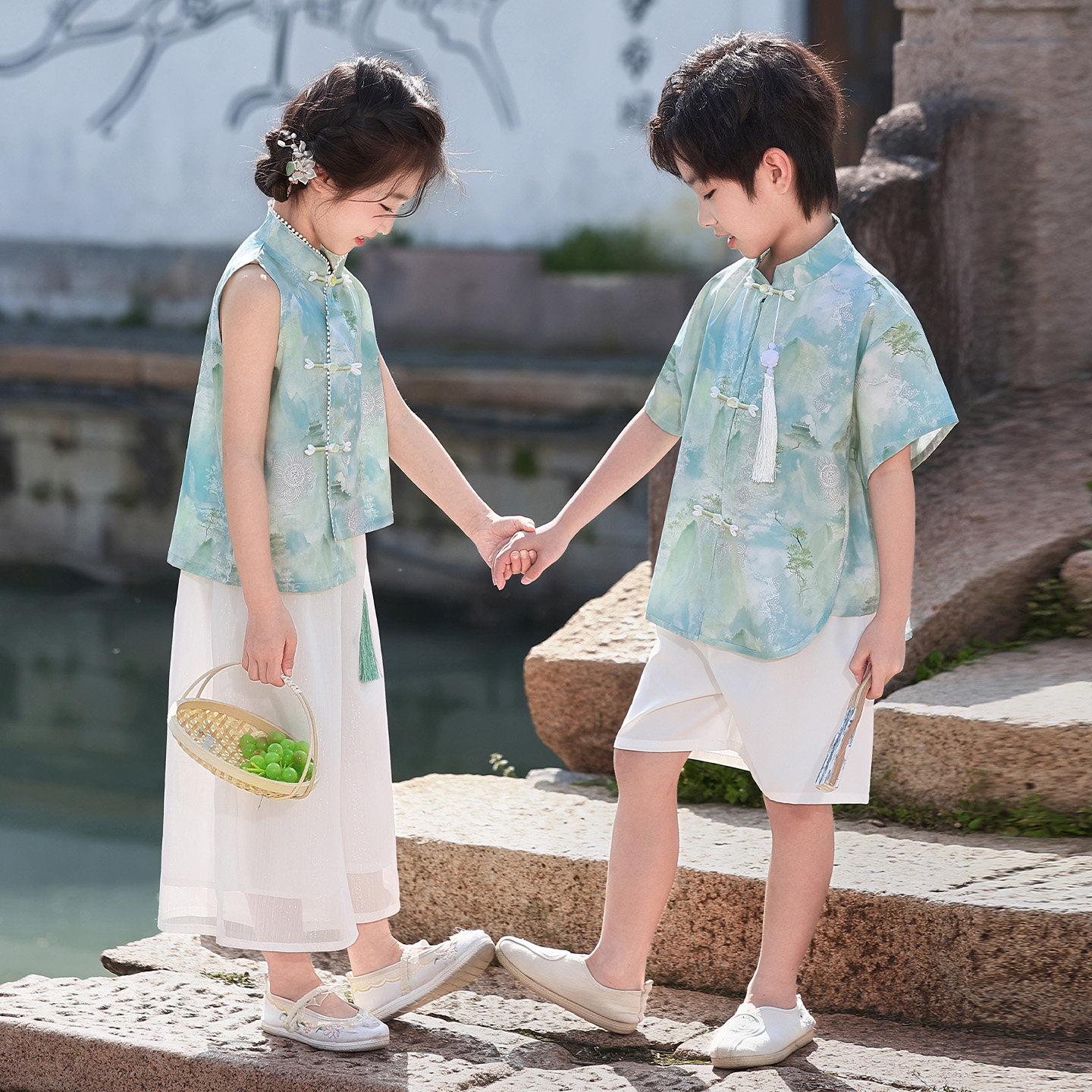 儿童汉服新中式唐装演出服男女童中国风2026夏季新款幼儿园表演服