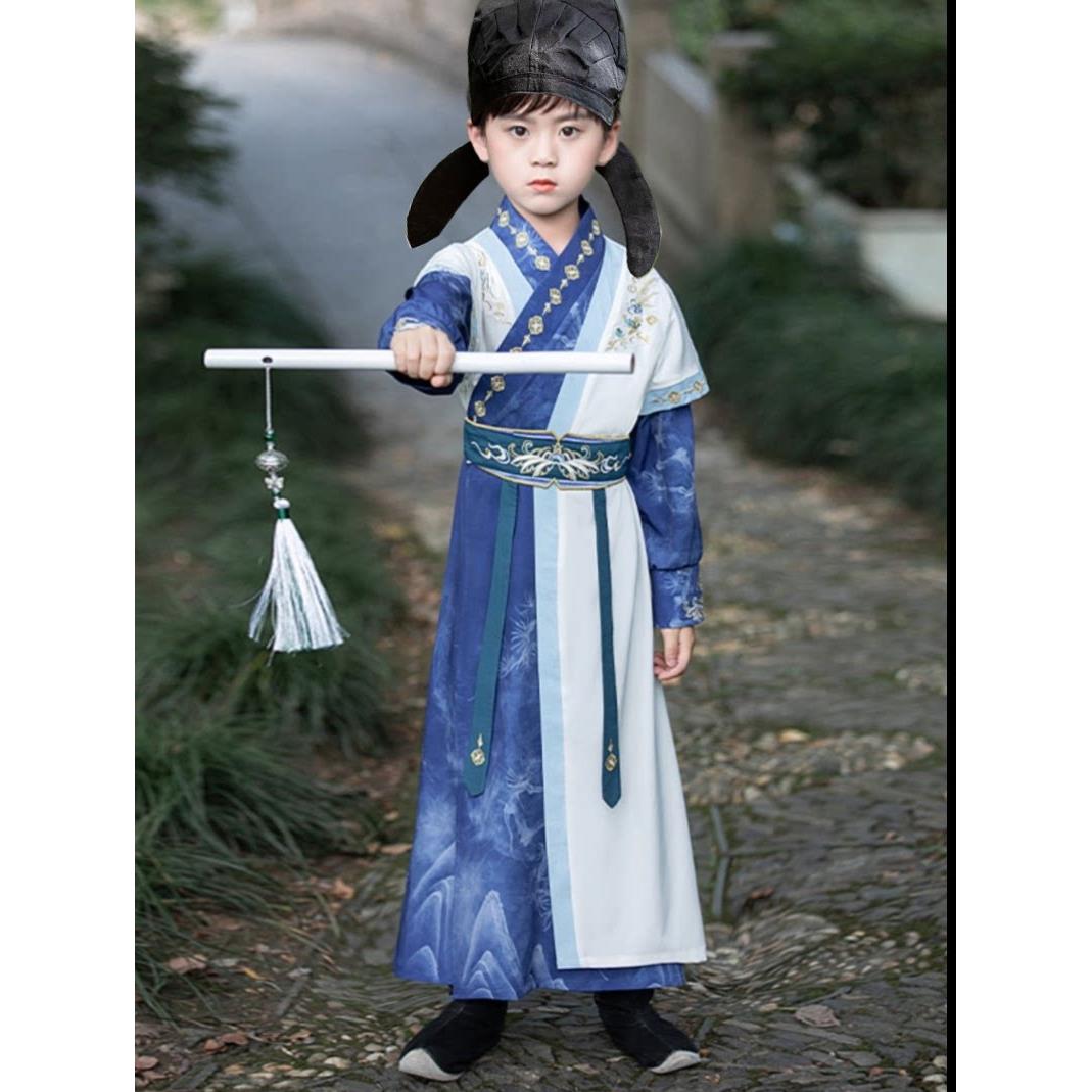 儿童汉服唐装男童古风古装唐朝少爷书生李白演出服汉服儿童国学服