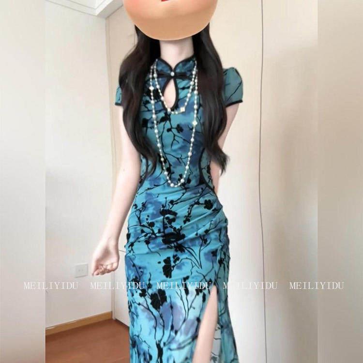 夜总店性感洋装女桑拿按摩工衣柔式足浴技师工作服旗袍长裙