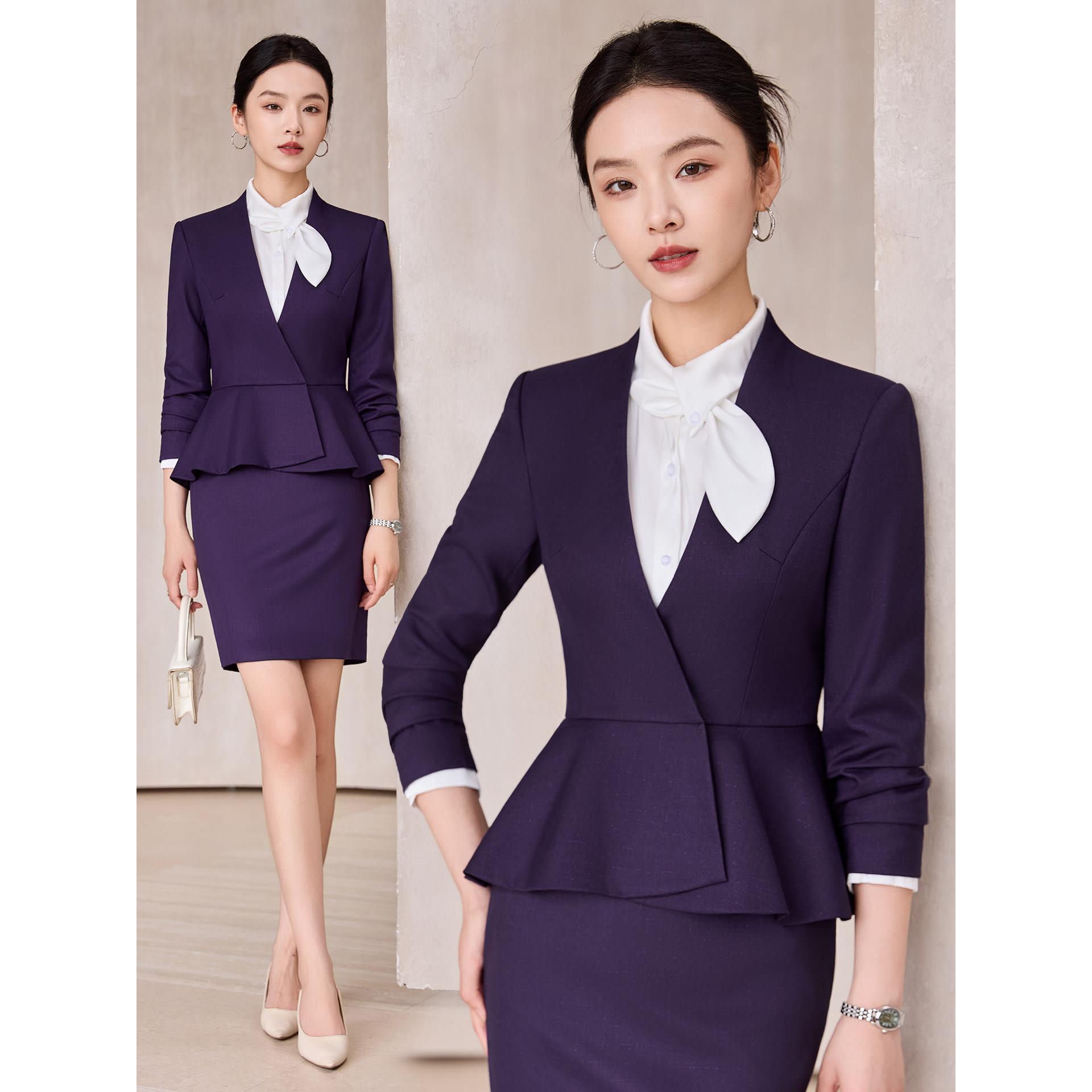 高端职业套装女春秋美容院美容师工作服酒店前台工装气质西装正装