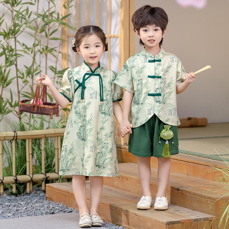 幼儿园园服夏季古风小学生国学古诗合唱服男女孩六一表演服汉服唐