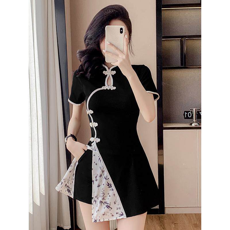 改良式女式旗袍优雅套装夏季养生中心足浴技师工作服足疗软按摩技