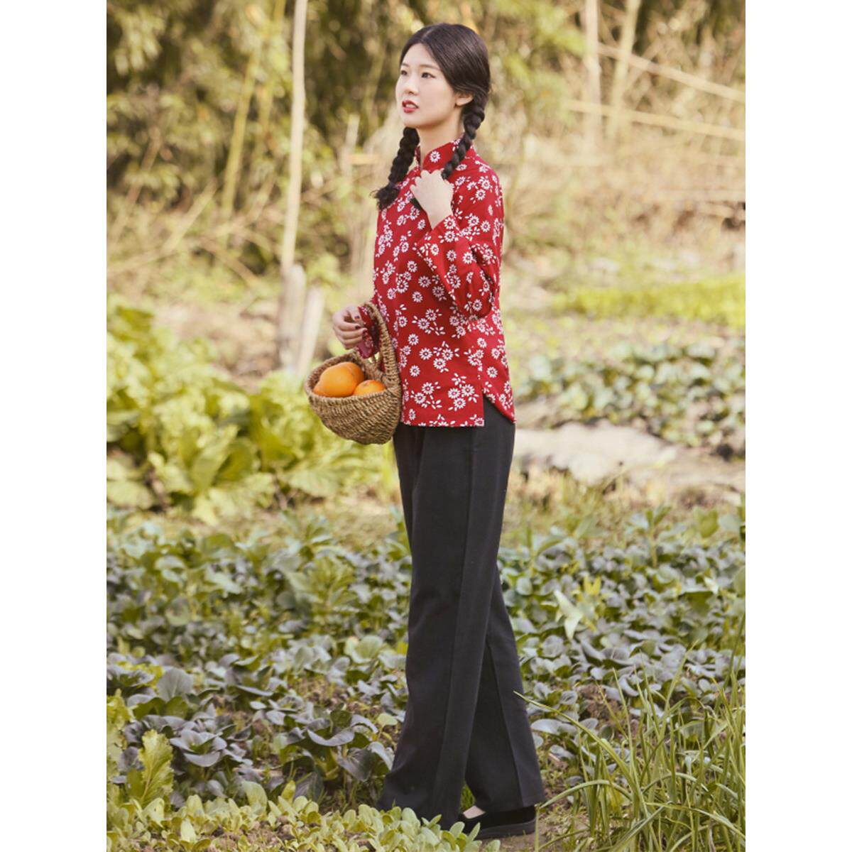 网红村姑服女式老式花衣乡村风怀旧服农村服阿青嫂子表演服