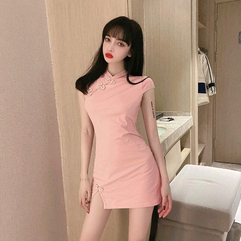 性感女孩工作服宴会派对旗袍裙子夜总会短裙紧身修身盖腹改进连衣
