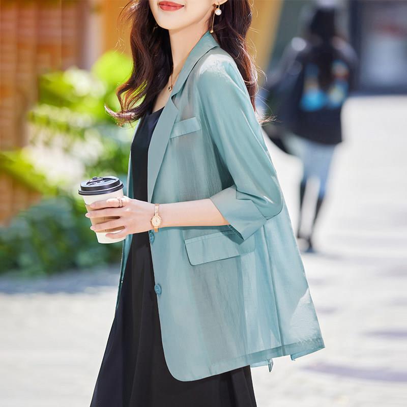 冰丝西装外套女夏薄款2026新款西服套装天丝雪纺透气防晒外搭开衫