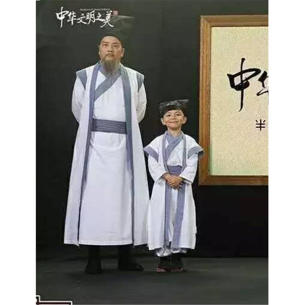 万圣节新款古装老师服书童才子服孟子演出服大臣学生服儿童汉服男