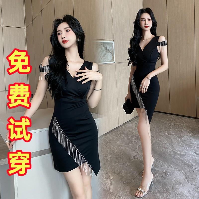 气质夜场女装性感桑拿小姐连衣裙低胸洗浴沐足足浴技师工作服