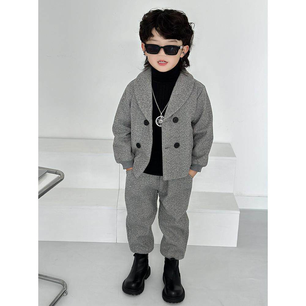 童装西装男童礼服套装2024秋冬新款韩版儿童休闲西服男孩演出服装