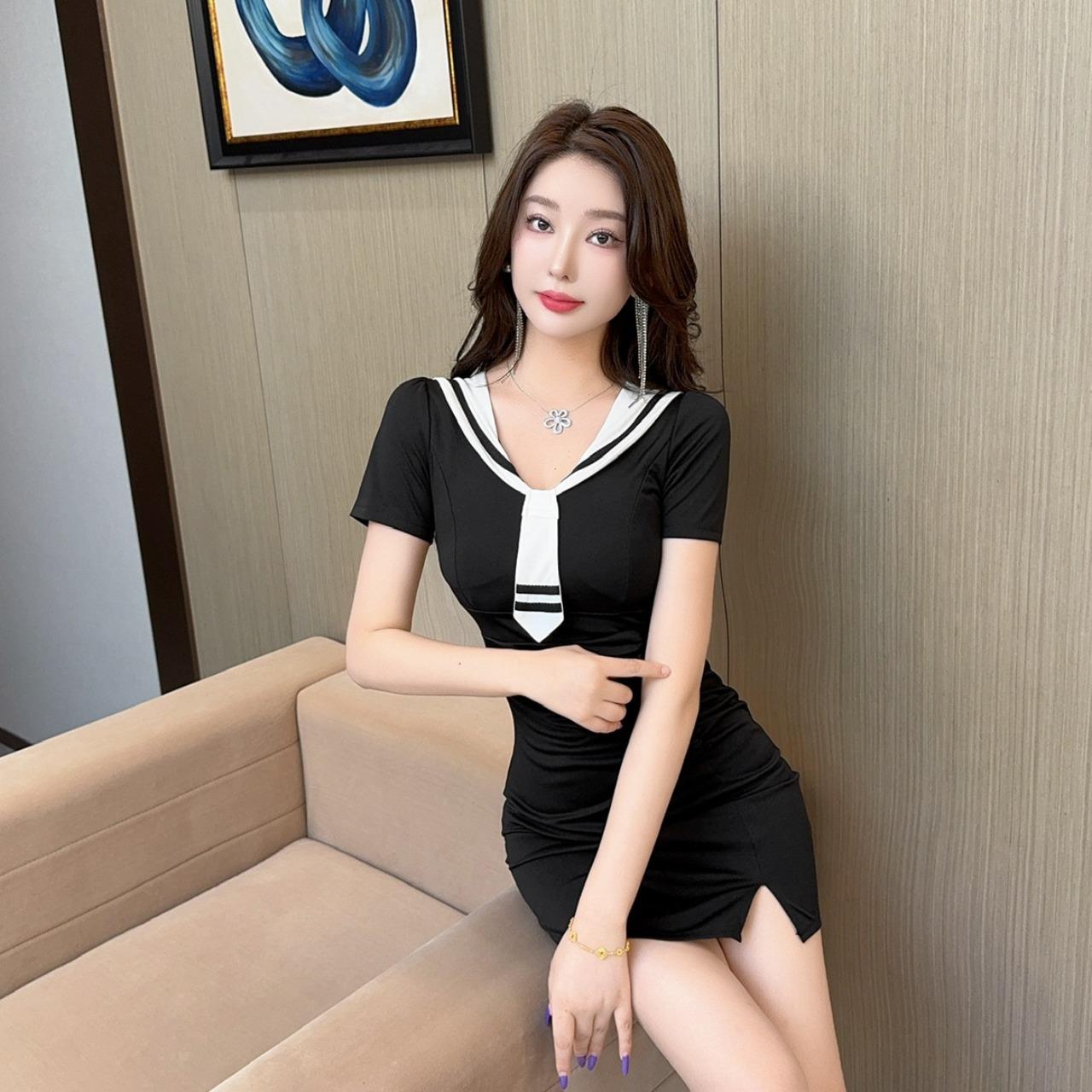 海军风制服连衣裙夜场性感时尚减龄气质工作服辣妹纯欲风包臀短裙