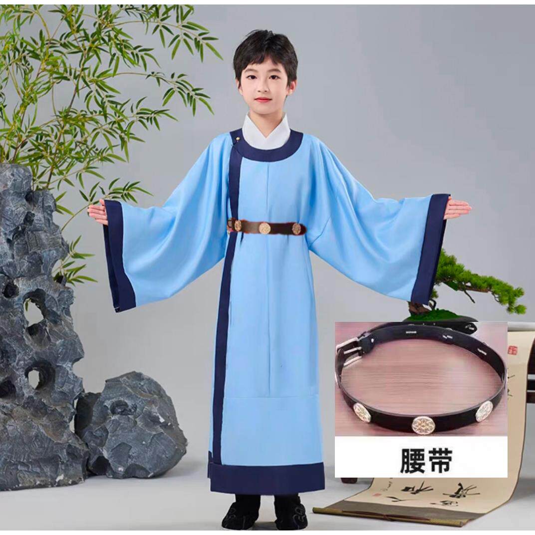儿童国学服唐朝宋制圆领袍汉服明制澜衫诗人话剧表演古装古风腰带