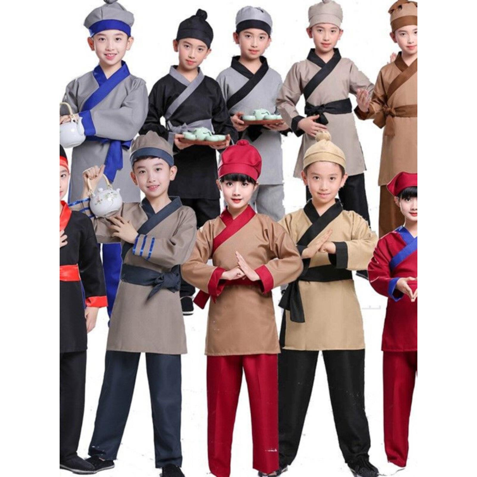 儿童成人古装汉服古代家丁书生渔夫轿夫小二老百姓商贩酒店工作服