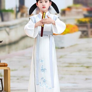 男童汉服春秋唐朝李白服装舞台服国学儿童古装书生诗人古诗演出服