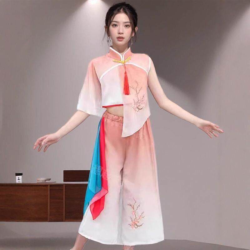 六一元旦演出服万泉河水清又清爱国红歌古典舞蹈表演服斗笠金奖