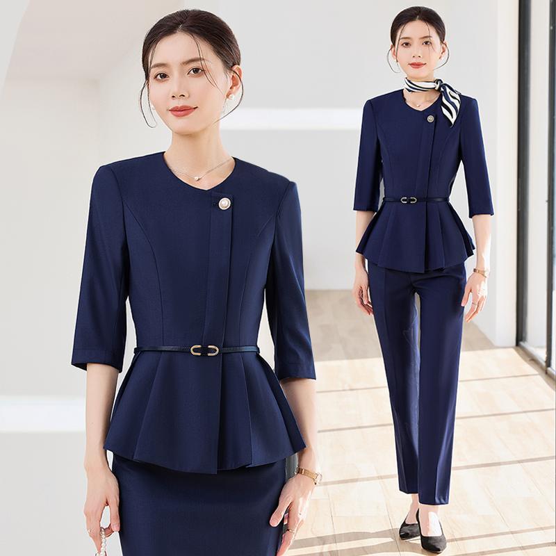 七分袖职业西装套装裙女春夏新款美容院珠宝店前台工作服空姐制服
