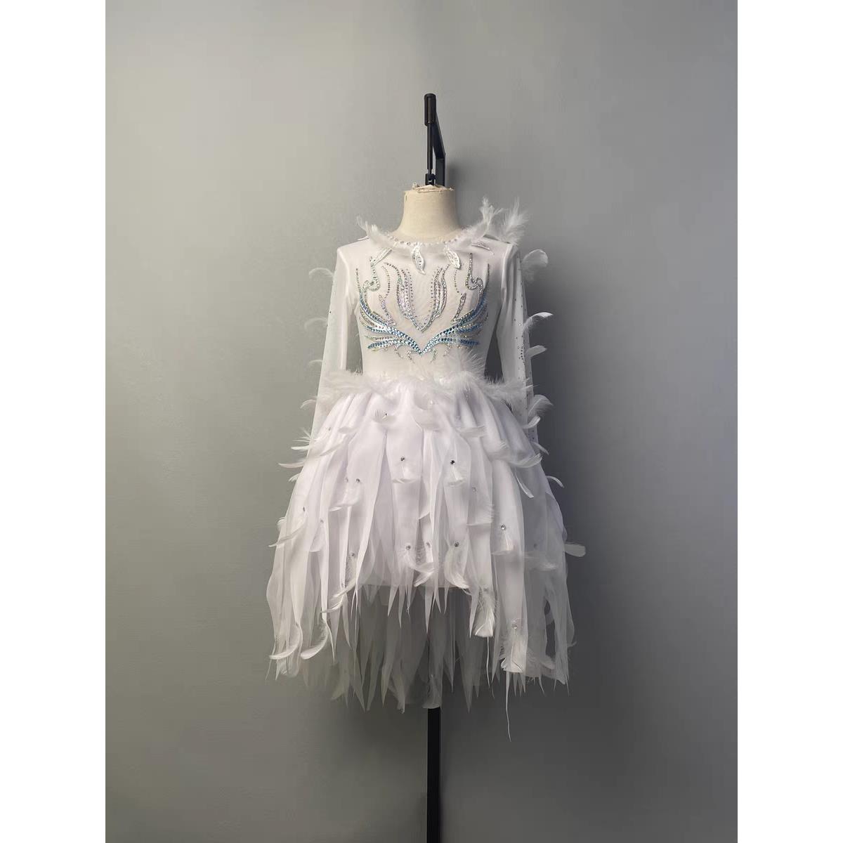 儿童芭蕾舞裙演出服翎羽幼儿园小女孩表演舞蹈服天鹅公主蓬蓬裙