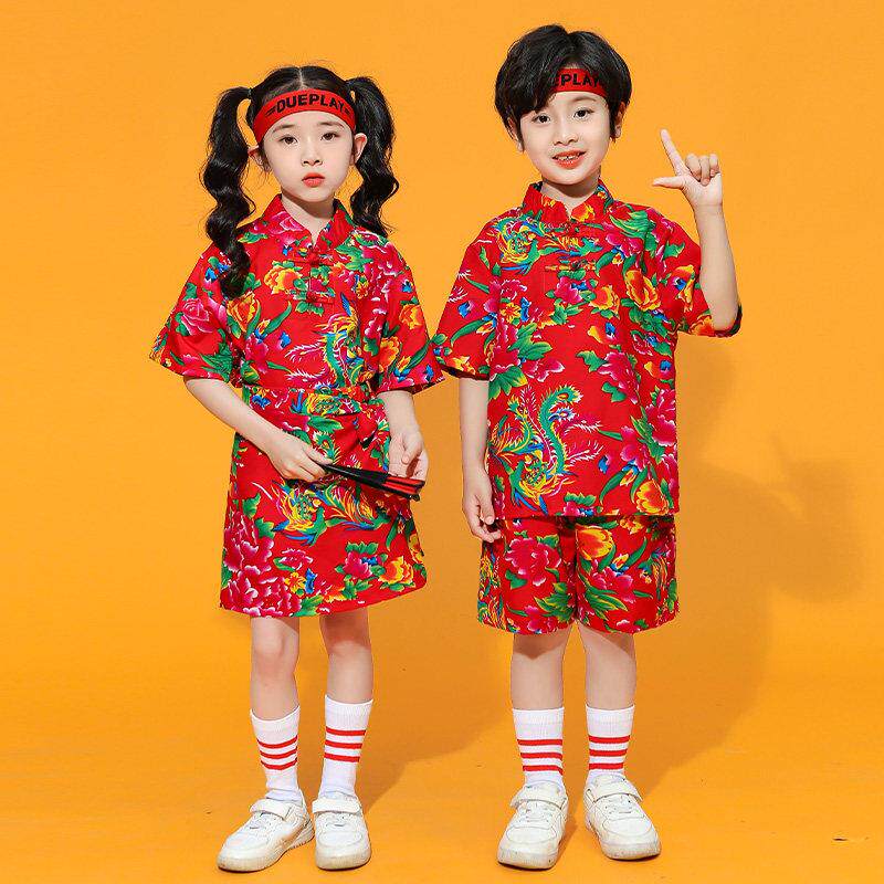 儿童啦啦操演出服运动会服装六一幼儿园东北大花套装合唱服舞蹈服