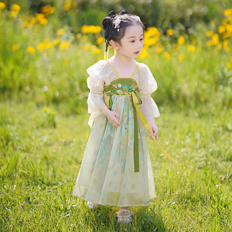 女孩夏季汉服女宝宝洋装2024新款洋派夏装中小童中国风公主裙潮