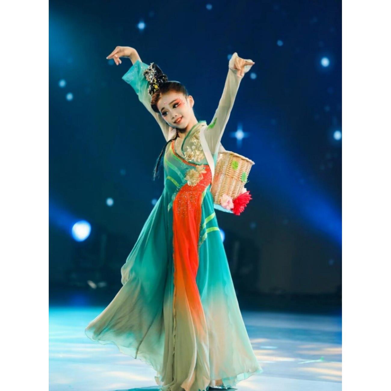 采菊东篱下古典舞演出服女飘逸中国风汉唐独舞大摆裙艺考舞蹈服装