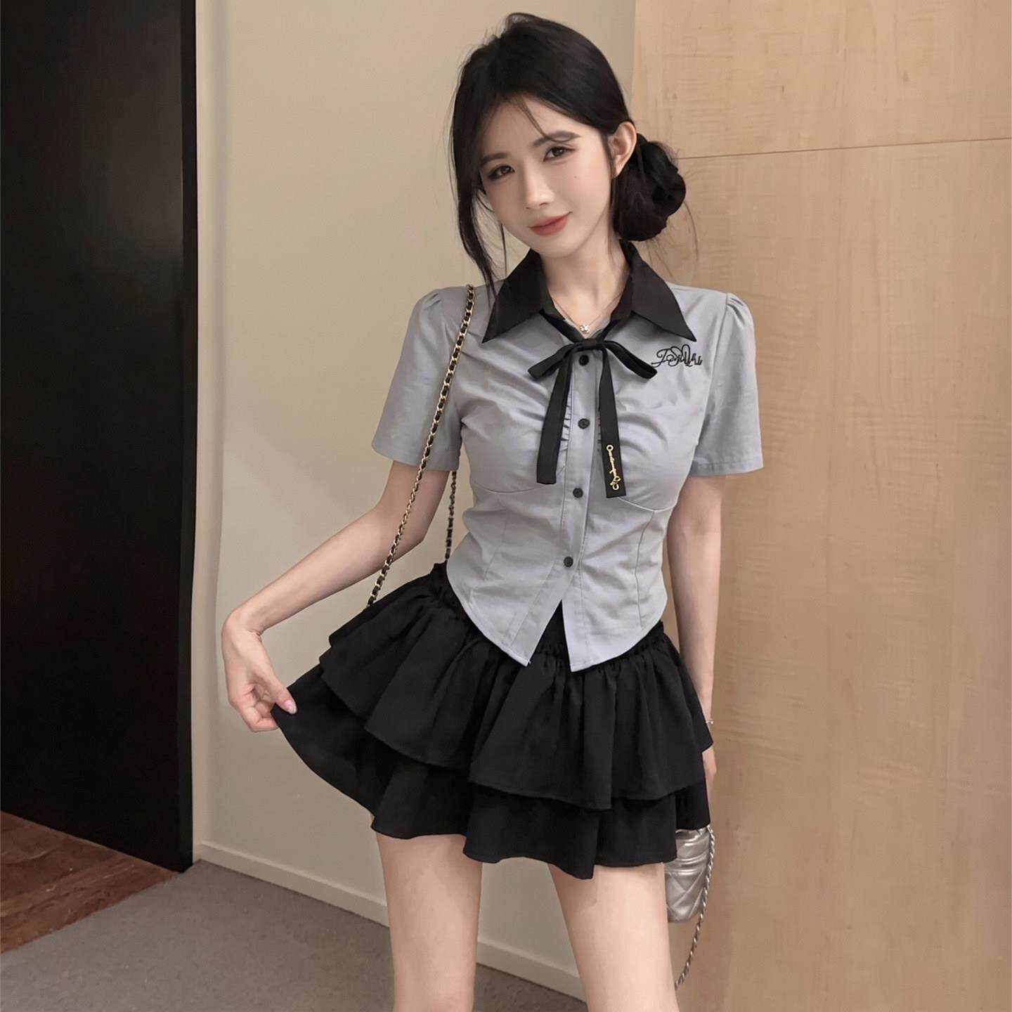 辣妹穿搭工作服性感柔式夜场上班衣服套装辣妹减龄足疗足浴技师服