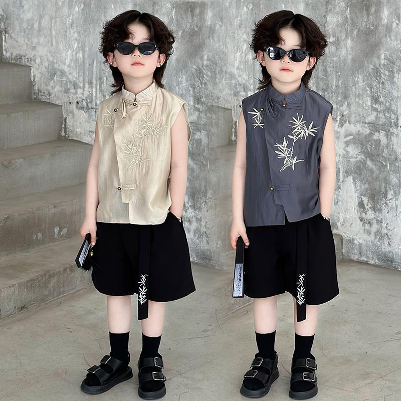 国风汉服男童礼服夏装2025新款儿童中式唐装六一套男孩朗诵演出服